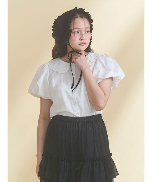 merry jenny（メリージェニー）の「petit flowerフロッキーヘッドドレス（カチューシャ・レディース・オフホワイト/ブラック・FREE）」の16枚目の写真