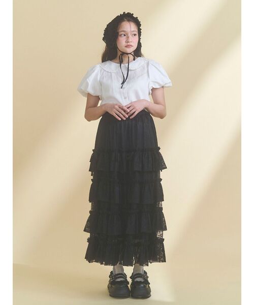 merry jenny（メリージェニー）の「petit flowerフロッキーヘッドドレス（カチューシャ・レディース・オフホワイト/ブラック・FREE）」の17枚目の写真