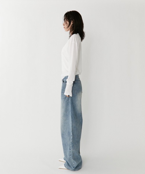 VION(ヴィオン)の「Stripe Wide Denim Pants / ストライプワイドデニムパンツ(デニムパンツ・レディース・ブラック/ブルー・S/M)」の15枚目の写真