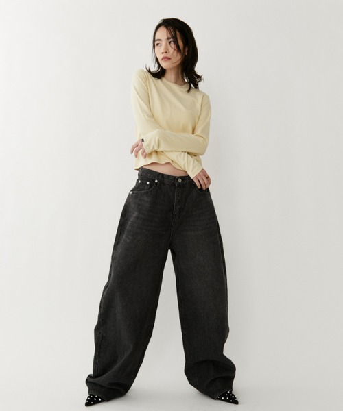 VION(ヴィオン)の「Stripe Wide Denim Pants / ストライプワイドデニムパンツ(デニムパンツ・レディース・ブラック/ブルー・S/M)」の20枚目の写真