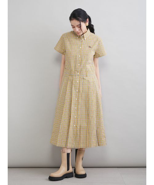 Mila Owen（ミラオーウェン）の「プリーツシャツワンピース（ワンピース・レディース・イエロー/ネイビー/ベージュ・1/0）」の4枚目の写真