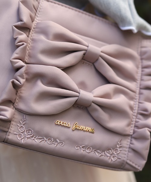 axes femme(アクシーズファム)の「撥水ナイロンリボンショルダー(ショルダーバッグ・レディース・ピンク/キナリ/ブラック・FREE)」の5枚目の写真