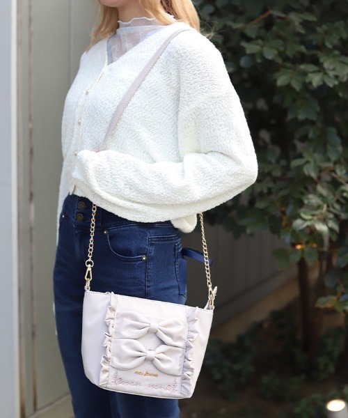 axes femme(アクシーズファム)の「撥水ナイロンリボンショルダー(ショルダーバッグ・レディース・ピンク/キナリ/ブラック・FREE)」の6枚目の写真