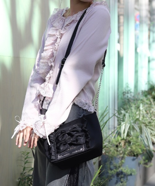 axes femme(アクシーズファム)の「撥水ナイロンリボンショルダー(ショルダーバッグ・レディース・ピンク/キナリ/ブラック・FREE)」の8枚目の写真