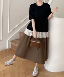 ABITOKYO（アビトーキョー）の「異素材切替カットフレアワンピース（ワンピース）」