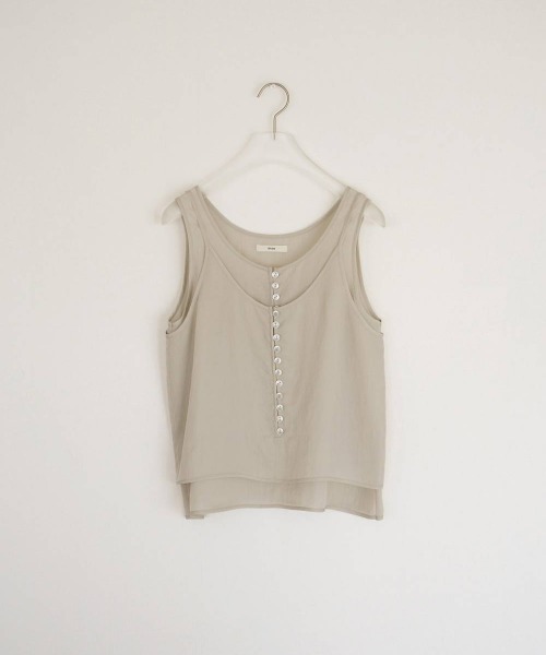 anuke（アンヌーク）の「anuke　Camisole Layered Tanktop キャミソールレイヤードタンクトップ/62610428（タンクトップ・レディース・ブラウン/アイボリー・ONE SIZE）」の14枚目の写真