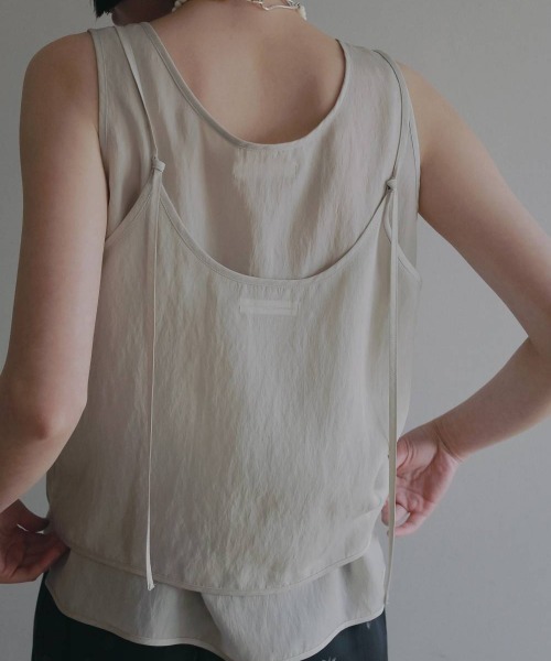 anuke（アンヌーク）の「anuke　Camisole Layered Tanktop キャミソールレイヤードタンクトップ/62610428（タンクトップ・レディース・ブラウン/アイボリー・ONE SIZE）」の4枚目の写真
