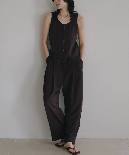 anuke（アンヌーク）の「anuke　Camisole Layered Tanktop キャミソールレイヤードタンクトップ/62610428（タンクトップ・レディース・ブラウン/アイボリー・ONE SIZE）」の11枚目の写真