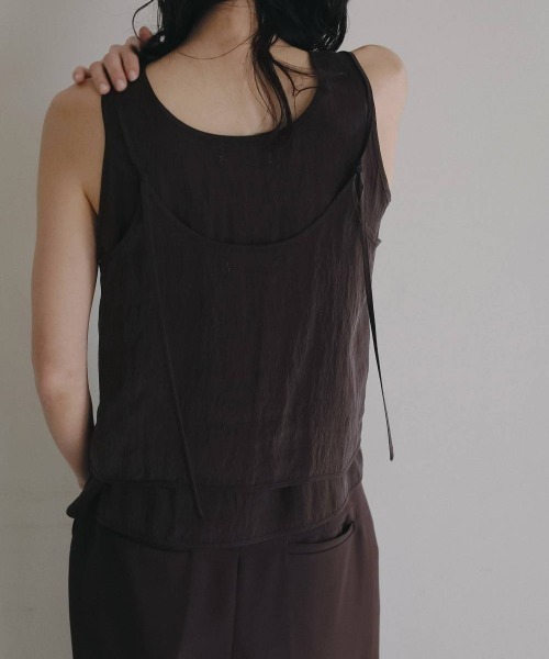 anuke（アンヌーク）の「anuke　Camisole Layered Tanktop キャミソールレイヤードタンクトップ/62610428（タンクトップ・レディース・ブラウン/アイボリー・ONE SIZE）」の10枚目の写真
