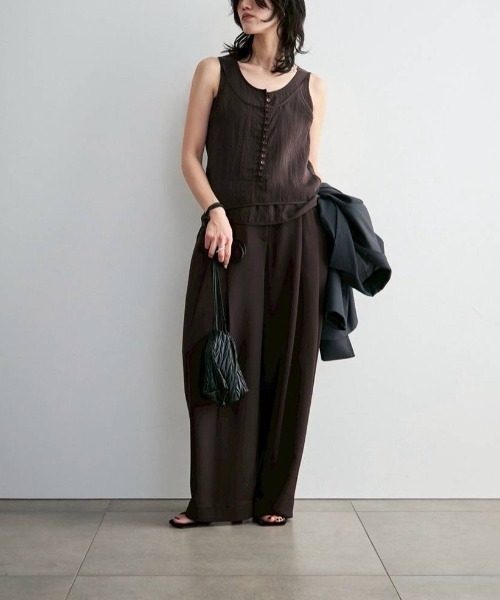 anuke（アンヌーク）の「anuke　Camisole Layered Tanktop キャミソールレイヤードタンクトップ/62610428（タンクトップ・レディース・ブラウン/アイボリー・ONE SIZE）」の19枚目の写真