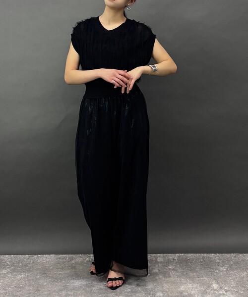 NICOLE white（ニコルホワイト）の「フリンジニットプルオーバー（ニット/セーター・レディース・ブラック・FREE）」の2枚目の写真