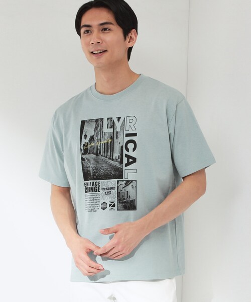 THE SHOP TK (ザ ショップ ティーケー )の「【夏コーデの主役に】グラフィックコットン半袖Tシャツ CAT/LANDSCAPE(Tシャツ/カットソー・メンズ・ホワイト系8/グリーン系5/ライトグレー/オフホワイト・02/03/04)」の4枚目の写真