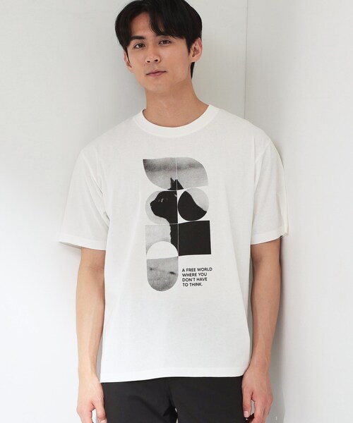 THE SHOP TK (ザ ショップ ティーケー )の「【夏コーデの主役に】グラフィックコットン半袖Tシャツ CAT/LANDSCAPE(Tシャツ/カットソー・メンズ・ホワイト系8/グリーン系5/ライトグレー/オフホワイト・02/03/04)」の2枚目の写真
