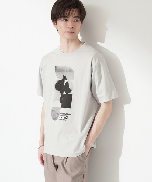 THE SHOP TK (ザ ショップ ティーケー )の「【夏コーデの主役に】グラフィックコットン半袖Tシャツ CAT/LANDSCAPE(Tシャツ/カットソー・メンズ・ホワイト系8/グリーン系5/ライトグレー/オフホワイト・02/03/04)」の3枚目の写真