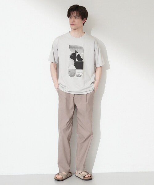 THE SHOP TK (ザ ショップ ティーケー )の「【夏コーデの主役に】グラフィックコットン半袖Tシャツ CAT/LANDSCAPE(Tシャツ/カットソー・メンズ・ホワイト系8/グリーン系5/ライトグレー/オフホワイト・02/03/04)」の11枚目の写真
