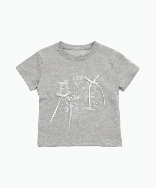 aimoha(アイモハ)の「【aimoha-KIDS-】リボンスケッチ デザインTシャツ (SS)(Tシャツ/カットソー・キッズ・グレー・130/120/110/100/90/140)」の2枚目の写真