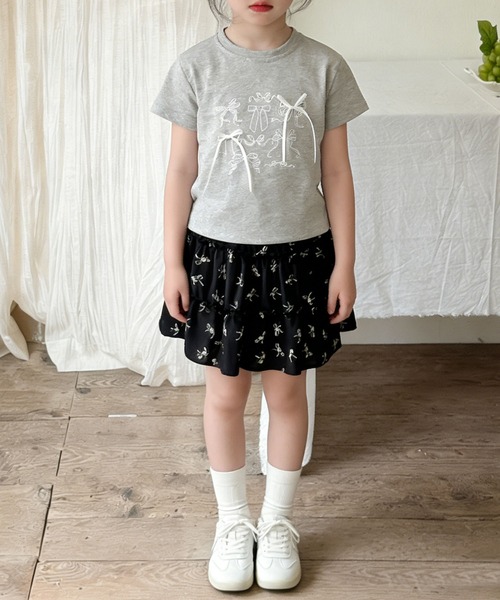 aimoha(アイモハ)の「【aimoha-KIDS-】リボンスケッチ デザインTシャツ (SS)(Tシャツ/カットソー・キッズ・グレー・130/120/110/100/90/140)」の3枚目の写真