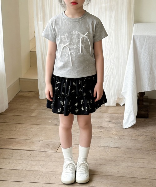 aimoha(アイモハ)の「【aimoha-KIDS-】リボンスケッチ デザインTシャツ (SS)(Tシャツ/カットソー・キッズ・グレー・130/120/110/100/90/140)」の6枚目の写真