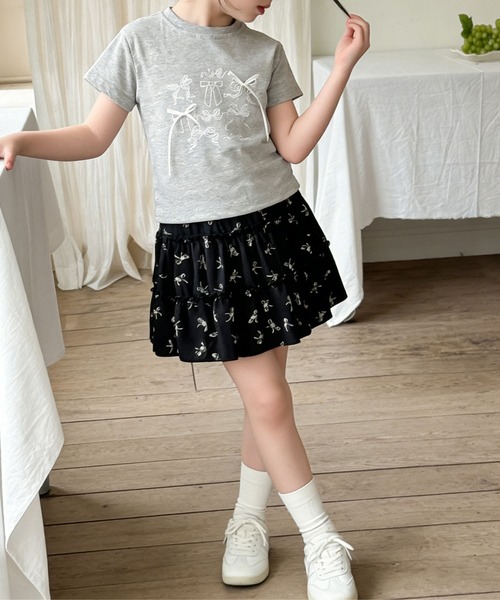 aimoha(アイモハ)の「【aimoha-KIDS-】リボンスケッチ デザインTシャツ (SS)(Tシャツ/カットソー・キッズ・グレー・130/120/110/100/90/140)」の5枚目の写真
