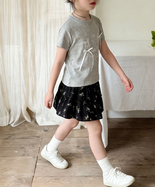 aimoha(アイモハ)の「【aimoha-KIDS-】リボンスケッチ デザインTシャツ (SS)(Tシャツ/カットソー・キッズ・グレー・130/120/110/100/90/140)」の7枚目の写真
