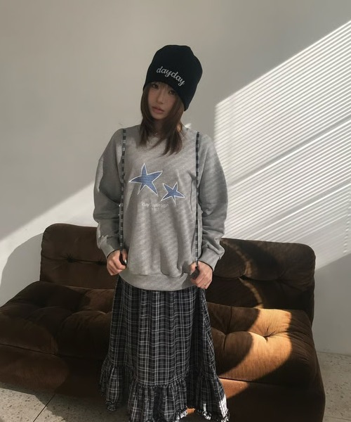 DAYDAY（デイデイ）の「スター1987 クルーネックスウェットシャツ（スウェット・レディース・グレー/ネイビー・M/L）」の3枚目の写真