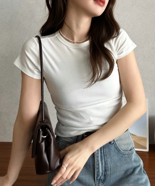 Eclat one(エクラワン)の「【Eclat one】コンパクトシルエット 半袖Tシャツ(Tシャツ/カットソー・レディース・ブラック/グレー/ピンク/ホワイト・L/M)」の2枚目の写真