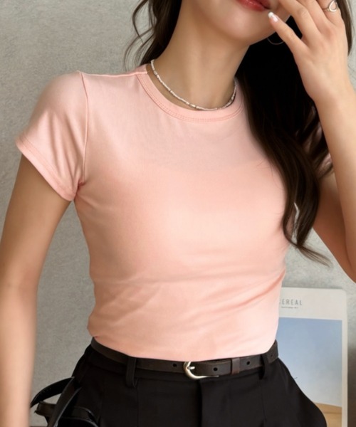Eclat one(エクラワン)の「【Eclat one】コンパクトシルエット 半袖Tシャツ(Tシャツ/カットソー・レディース・ブラック/グレー/ピンク/ホワイト・L/M)」の4枚目の写真