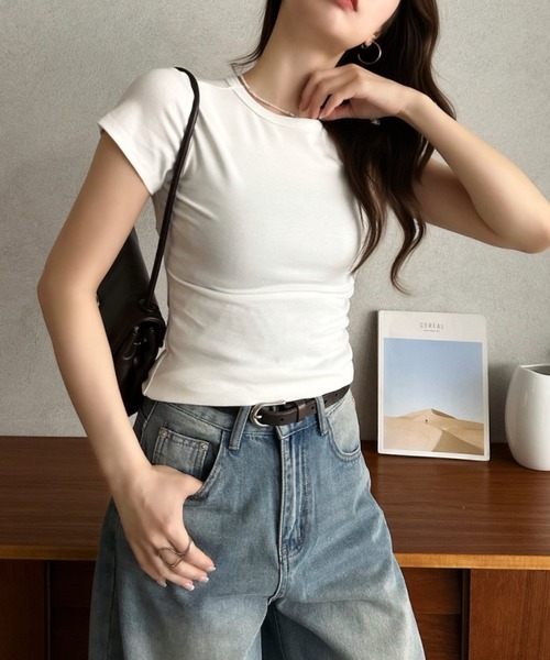 Eclat one(エクラワン)の「【Eclat one】コンパクトシルエット 半袖Tシャツ(Tシャツ/カットソー・レディース・ブラック/グレー/ピンク/ホワイト・L/M)」の10枚目の写真