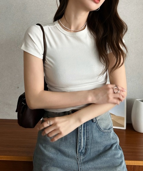Eclat one(エクラワン)の「【Eclat one】コンパクトシルエット 半袖Tシャツ(Tシャツ/カットソー・レディース・ブラック/グレー/ピンク/ホワイト・L/M)」の9枚目の写真