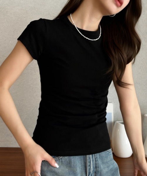 Eclat one(エクラワン)の「【Eclat one】コンパクトシルエット 半袖Tシャツ(Tシャツ/カットソー・レディース・ブラック/グレー/ピンク/ホワイト・L/M)」の13枚目の写真