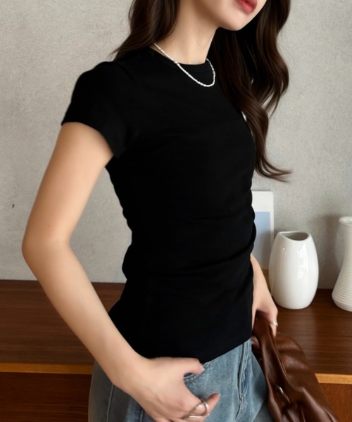 Eclat one(エクラワン)の「【Eclat one】コンパクトシルエット 半袖Tシャツ(Tシャツ/カットソー・レディース・ブラック/グレー/ピンク/ホワイト・L/M)」の12枚目の写真