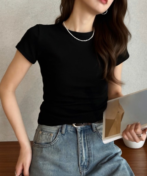Eclat one(エクラワン)の「【Eclat one】コンパクトシルエット 半袖Tシャツ(Tシャツ/カットソー・レディース・ブラック/グレー/ピンク/ホワイト・L/M)」の14枚目の写真