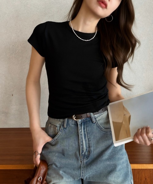 Eclat one(エクラワン)の「【Eclat one】コンパクトシルエット 半袖Tシャツ(Tシャツ/カットソー・レディース・ブラック/グレー/ピンク/ホワイト・L/M)」の15枚目の写真