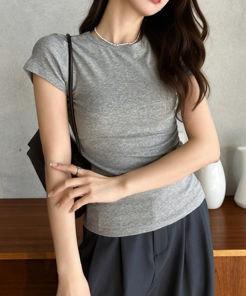 Eclat one(エクラワン)の「【Eclat one】コンパクトシルエット 半袖Tシャツ(Tシャツ/カットソー・レディース・ブラック/グレー/ピンク/ホワイト・L/M)」の21枚目の写真