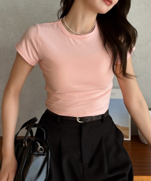 Eclat one(エクラワン)の「【Eclat one】コンパクトシルエット 半袖Tシャツ(Tシャツ/カットソー・レディース・ブラック/グレー/ピンク/ホワイト・L/M)」の22枚目の写真