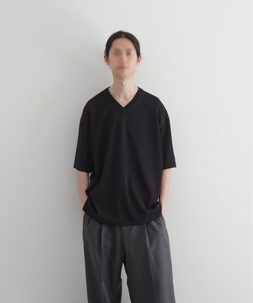 crepuscule（クレプスキュール）の「crepuscule Washi v/n knit t-shirt（Tシャツ/カットソー・メンズ・ブラック/ブルー・2）」の2枚目の写真