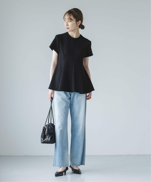 Noble(ノーブル)の「《追加・セットアップ対応》コンフォートジャージーライクペプラムブラウス(シャツ/ブラウス・レディース・ブルー系その他/ブラック/ホワイト系その他・FREE)」の8枚目の写真