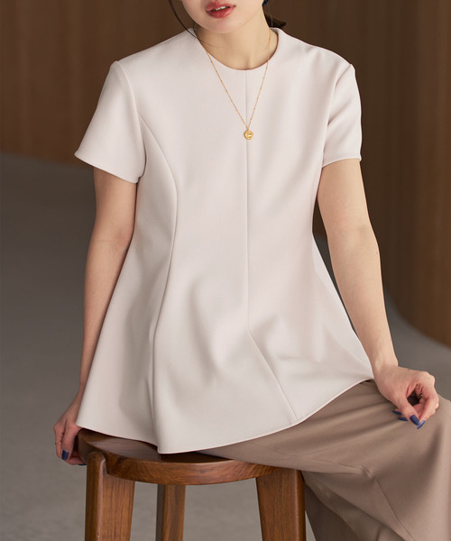 Noble(ノーブル)の「《追加・セットアップ対応》コンフォートジャージーライクペプラムブラウス(シャツ/ブラウス・レディース・ブルー系その他/ブラック/ホワイト系その他・FREE)」の12枚目の写真