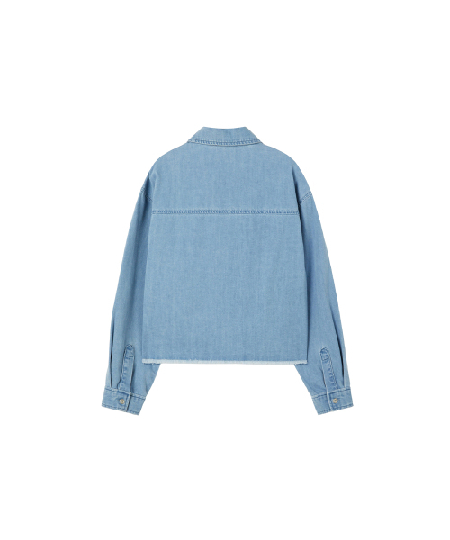 LAP（ラップ）の「クロップ刺繍カットデニムシャツ AS1DB260（シャツ/ブラウス・レディース・インディゴブルー/ライトインディゴブルー・FREE）」の4枚目の写真