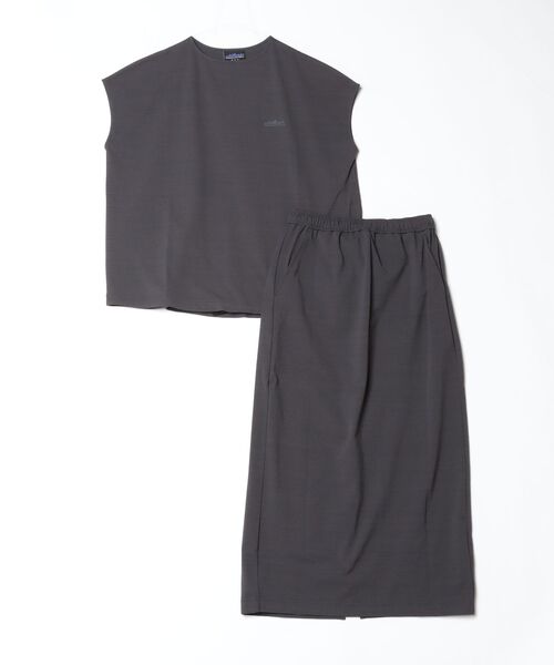 THOUSAND MILE（サウザンドマイル）の「THOUSAND MILE/サウザンドマイル　ギャザーヘムTEE＆スカート セットアップ　GATHERD HEM TEE & SKIRT SET（セットアップ・レディース・ホワイト×ブラック/ブラック/ブラウン・FREE）」の5枚目の写真