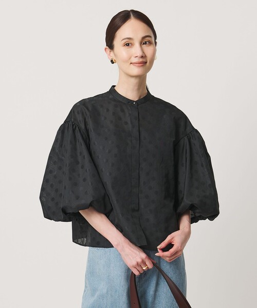 美品　UNITED TOKYO フラワーシアーブラウス　ドット　シフォン　黒 UNITED TOKYO - 美品 UNITED TOKYO フラワーシアーブラウス ドット
