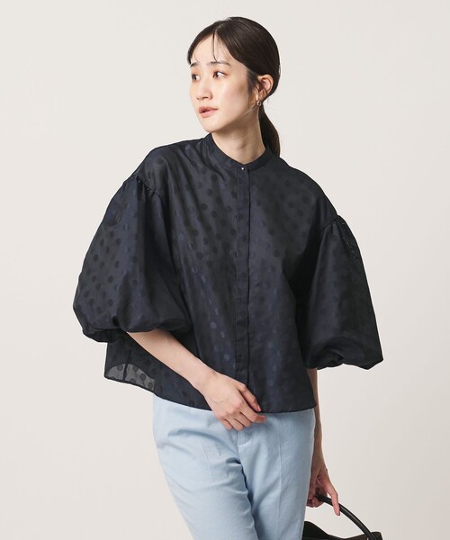 UNITED ARROWS(ユナイテッドアローズ)の「シアー ドット パフ ブラウス ‐ウォッシャブル‐(シャツ/ブラウス・レディース・ネイビー/ブラック/オフホワイト・FREE)」の5枚目の写真