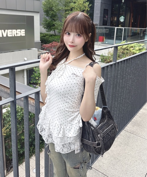 one way(ワンウェイ)の「チョーカーペプラムトップス(Tシャツ/カットソー・レディース・サックスブルー/グレー/ブラック系その他/ホワイト系その他/ホワイト/ピンク・FREE)」の1枚目の写真