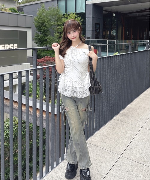 one way(ワンウェイ)の「チョーカーペプラムトップス(Tシャツ/カットソー・レディース・サックスブルー/グレー/ブラック系その他/ホワイト系その他/ホワイト/ピンク・FREE)」の17枚目の写真