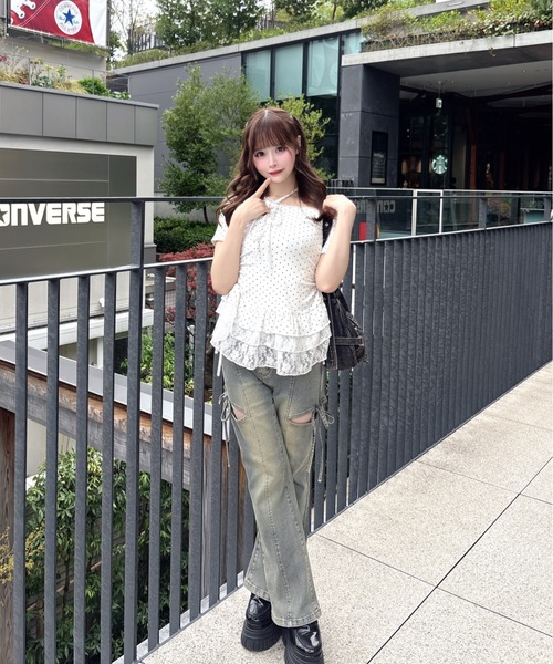 one way(ワンウェイ)の「チョーカーペプラムトップス(Tシャツ/カットソー・レディース・サックスブルー/グレー/ブラック系その他/ホワイト系その他/ホワイト/ピンク・FREE)」の19枚目の写真