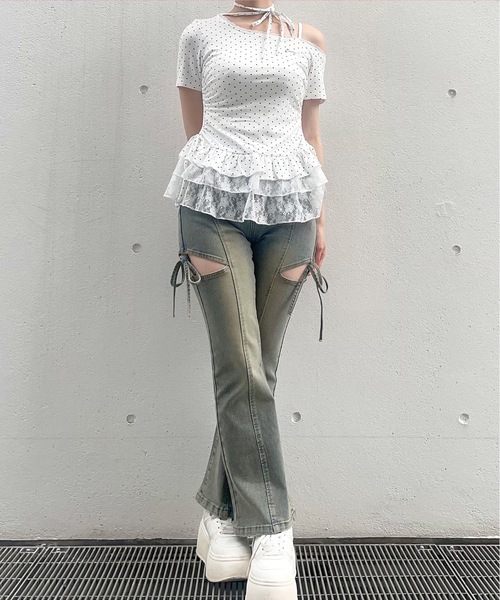one way(ワンウェイ)の「チョーカーペプラムトップス(Tシャツ/カットソー・レディース・サックスブルー/グレー/ブラック系その他/ホワイト系その他/ホワイト/ピンク・FREE)」の17枚目の写真