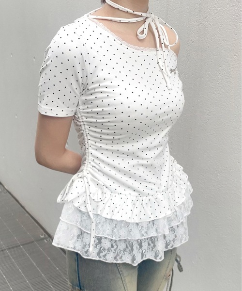 one way(ワンウェイ)の「チョーカーペプラムトップス(Tシャツ/カットソー・レディース・サックスブルー/グレー/ブラック系その他/ホワイト系その他/ホワイト/ピンク・FREE)」の15枚目の写真