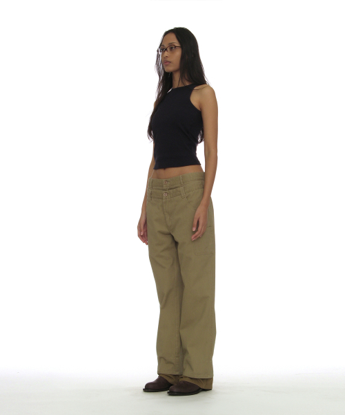 PARTIMENTO WOMEN(パルティメントウィメン)の「ウォッシュドダブルレイヤーパンツ_ベージュ(その他パンツ・レディース・その他・SMALL/MEDIUM)」の3枚目の写真