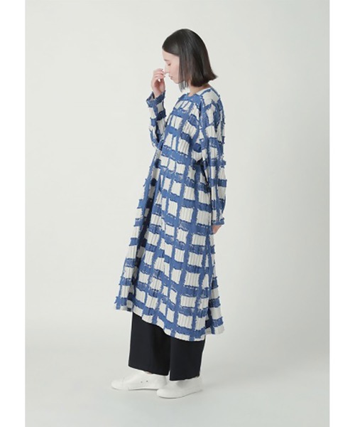 Plantation（プランテーション）の「BIZENチェックWAVE  / S（ワンピース・レディース・ネイビー/ライトグレー/ブルー・M size/L size）」の15枚目の写真