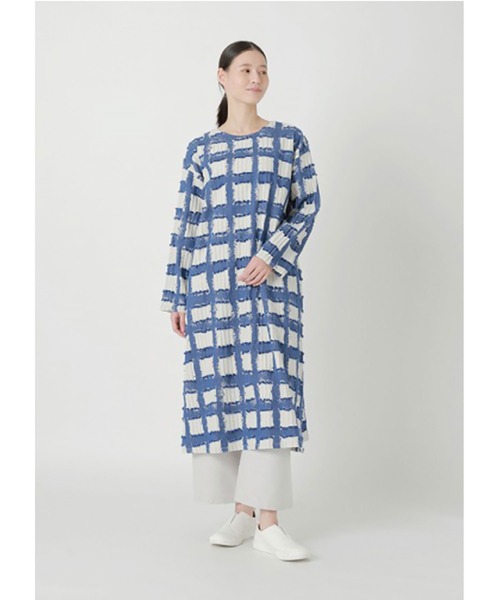 Plantation（プランテーション）の「BIZENチェックWAVE  / S（ワンピース・レディース・ネイビー/ライトグレー/ブルー・M size/L size）」の13枚目の写真